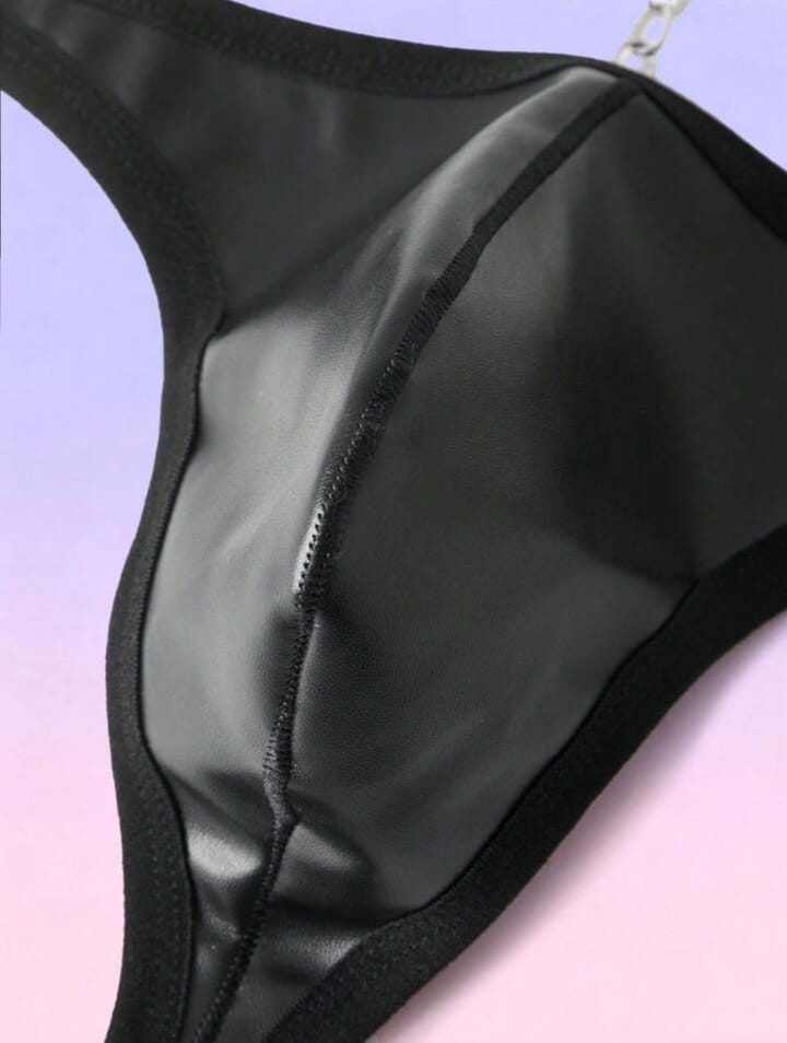 Men's Black Chain Thongs